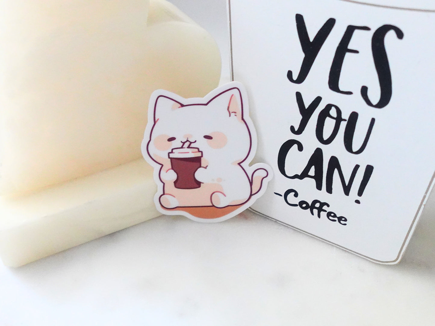 Cat Sipping Coffee