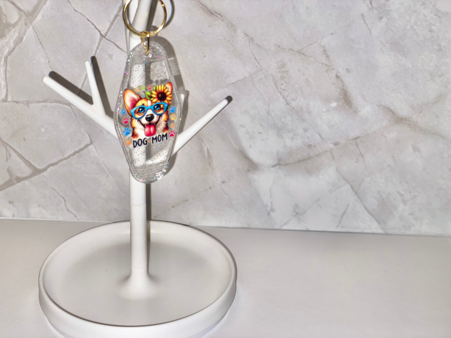 Dog Mom Corgi Keychain