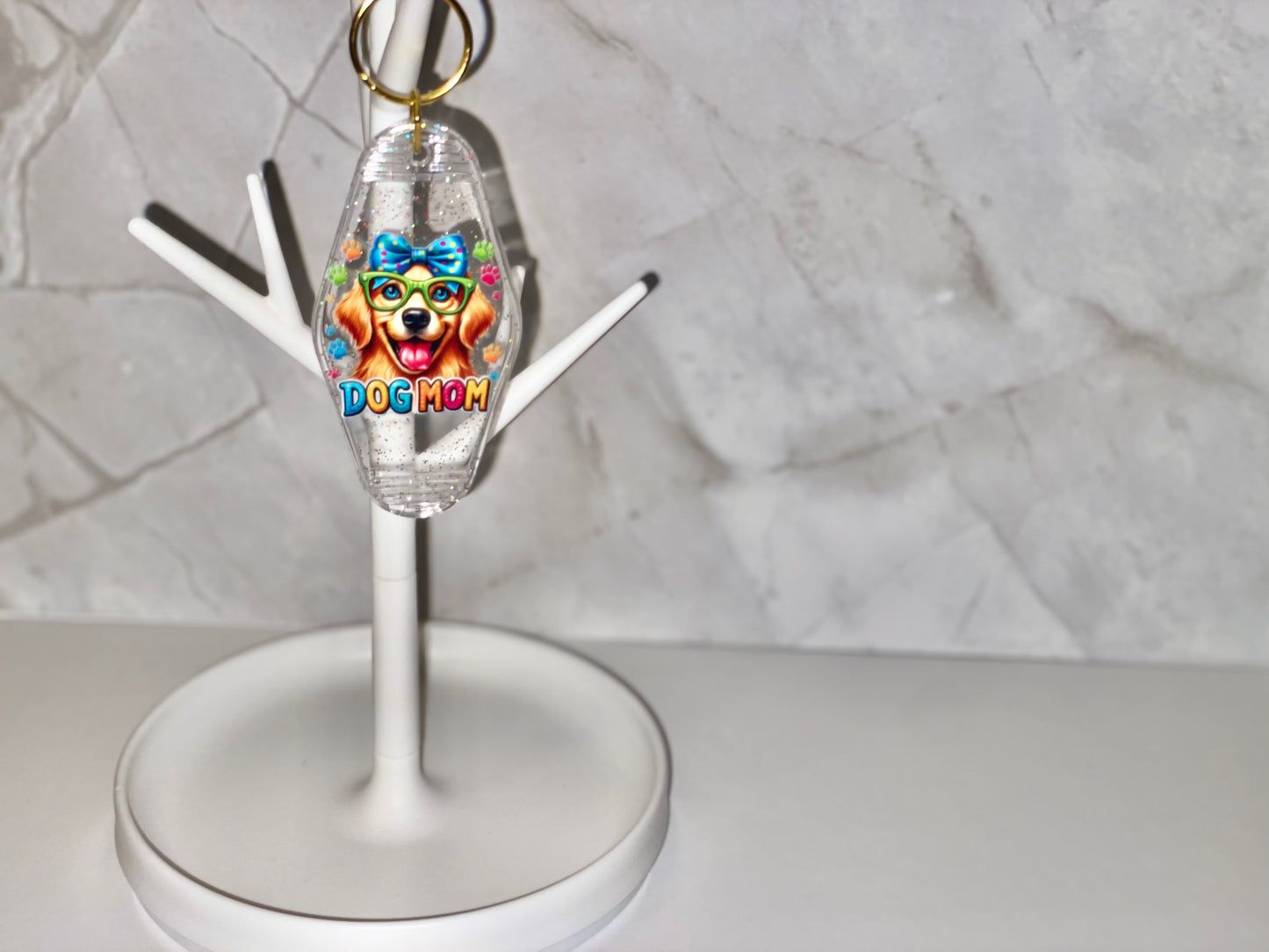 Dog Mom Golden Retriever Keychain