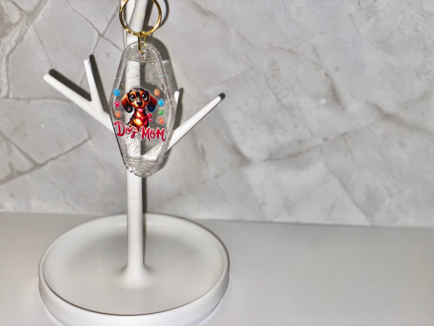 Dog Mom Dachshund Keychain