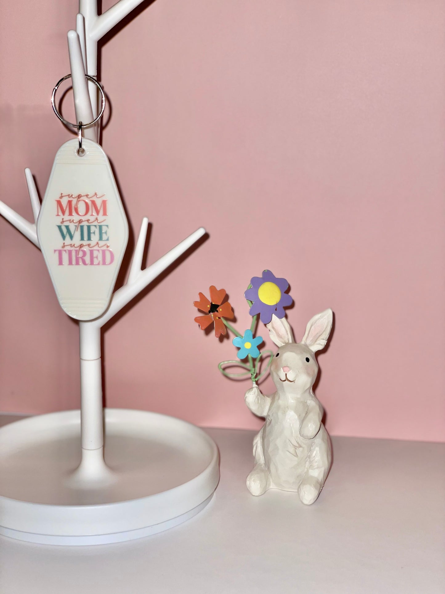 Super Mom, Super Wife, Super Tired Keychain